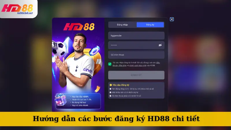 Hướng dẫn các bước đăng ký HD88 chi tiết