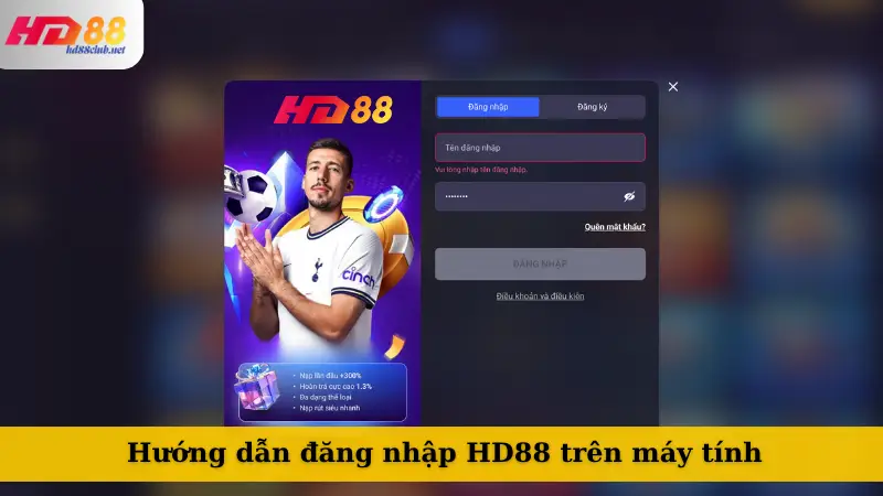 Hướng dẫn đăng nhập HD88 trên máy tính