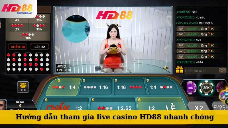 Hướng dẫn tham gia live casino HD88 nhanh chóng