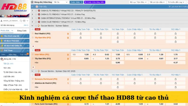 Kinh nghiệm cá cược thể thao HD88 từ cao thủ