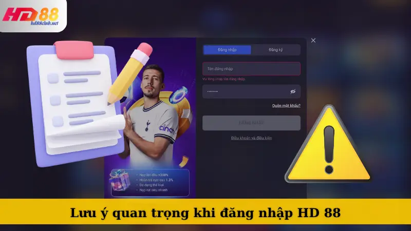 Lưu ý quan trọng khi đăng nhập HD 88