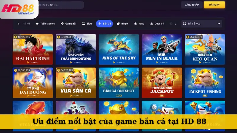 Ưu điểm nổi bật của game bắn cá tại HD 88
